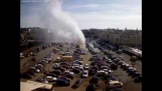 Hot Water Geyser in Russian Parking Lot